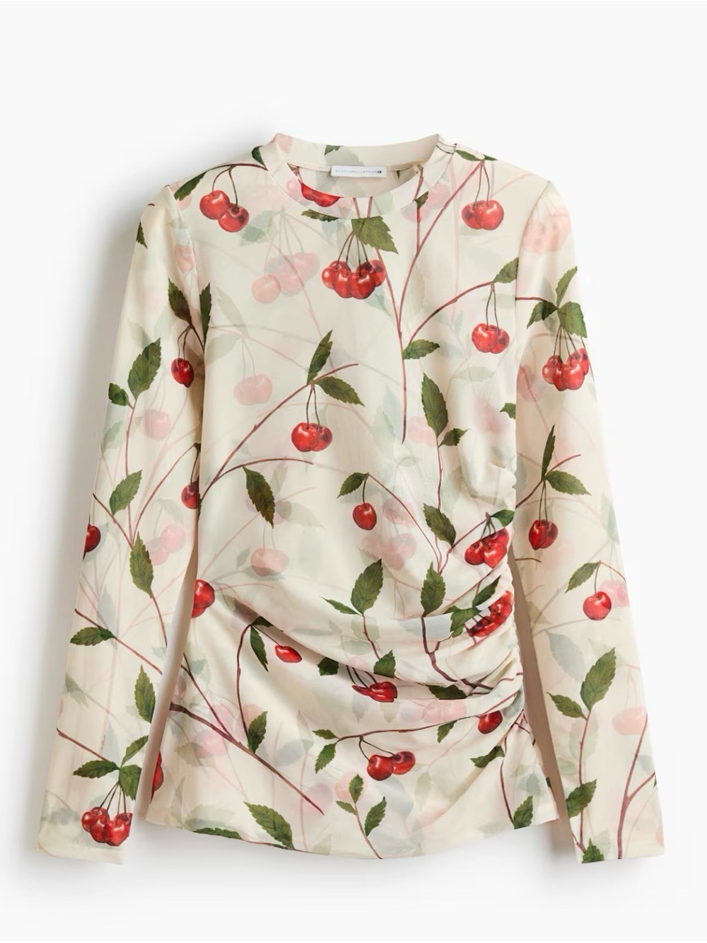 STELLA MCCARTNEY H&M Cherry-Print Mesh Top. Size L. NWT - Picture 3 of 5
